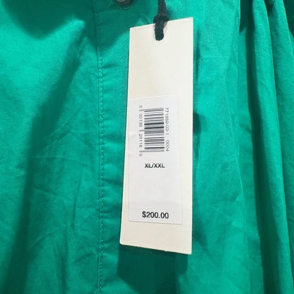 NWT Banana Republic Emerald Green Cotton Poplin Midi Shirt Dress Size XL XXL - Picture 6 of 10